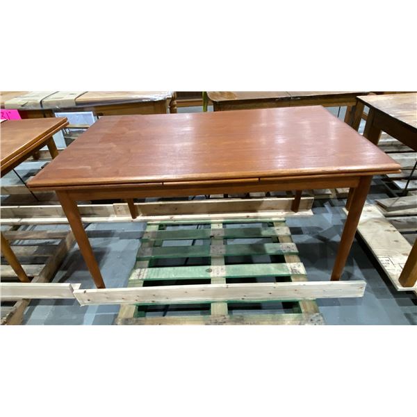 MID CENTURY DANISH MODERN TEAK DINING TABLE WITH PULLOUT EXTENSIONS DENMARK