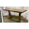 Image 4 : 2 LONG WOODEN PLANK TABLES- COUNTER HEIGHT DINING TABLE AND HALL TABLE