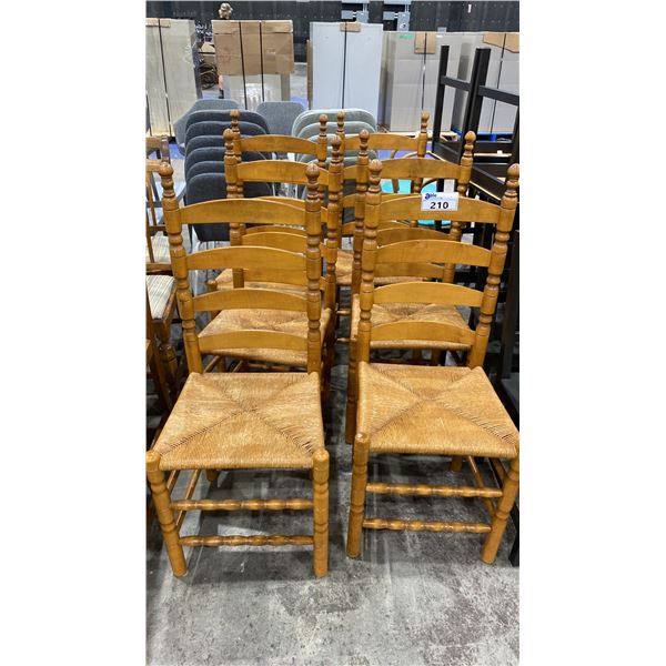 GROUP OF 6 WOVEN SEAT DINING CHAIRS