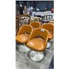 Image 2 : GROUP OF 4 MCM ORANGE TULIP METAL BASE SWIVEL DINING CHAIRS