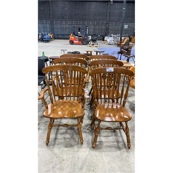 GROUP OF 6 SOLID WOOD DINING CHAIRS