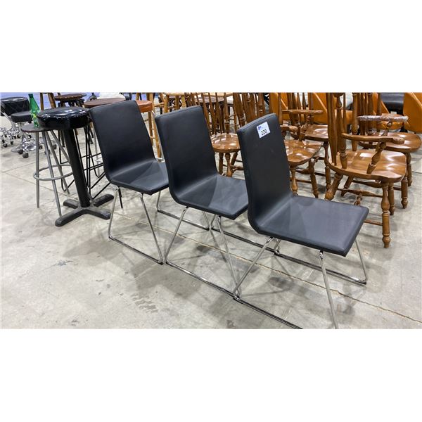 3 BLACK LEATHER DINING/CLIENT CHAIRS
