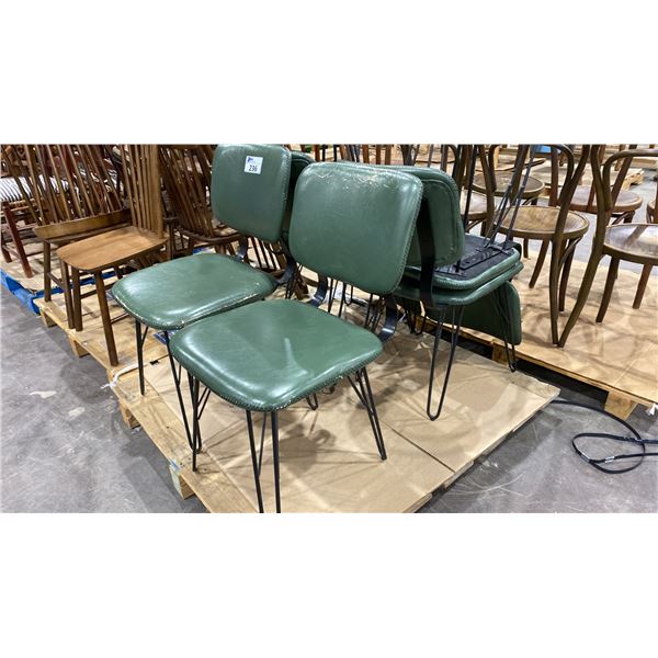6 MATCHING LEATHER AND METAL DINING CHAIRS