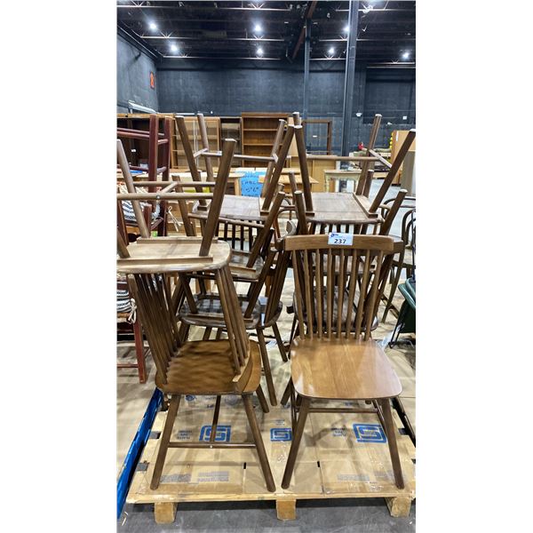 9 MATCHING WOOD DINING CHAIRS