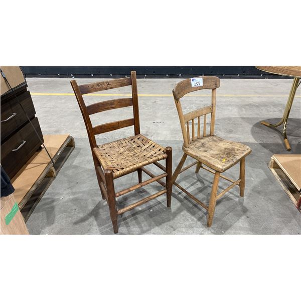 2 ANTIQUE WOOD CHAIRS