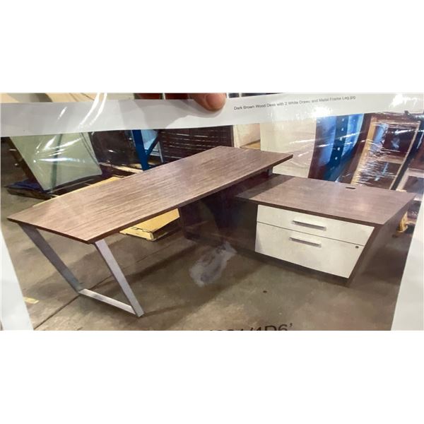 GREY/BROWN L-SHAPED EXECUTIVE DESK