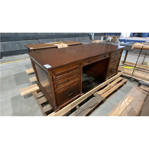 DARK WOOD 7 DRAWER EXECUTIVE DESK