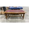 Image 1 : 3 DRAWER SOLID WOOD LEATHER TOP DESK