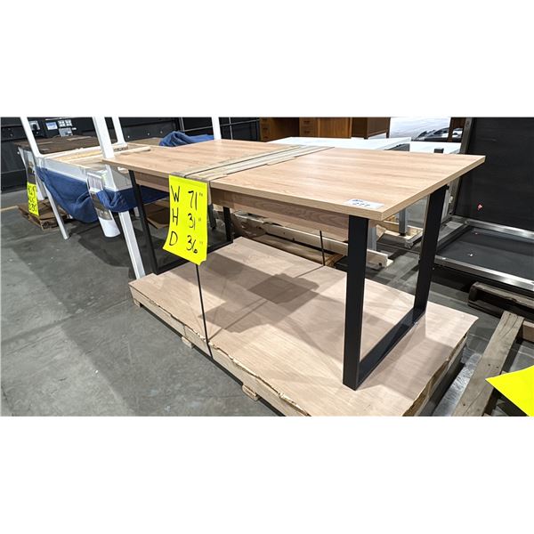 METAL BASE WOOD TOP DINING TABLE