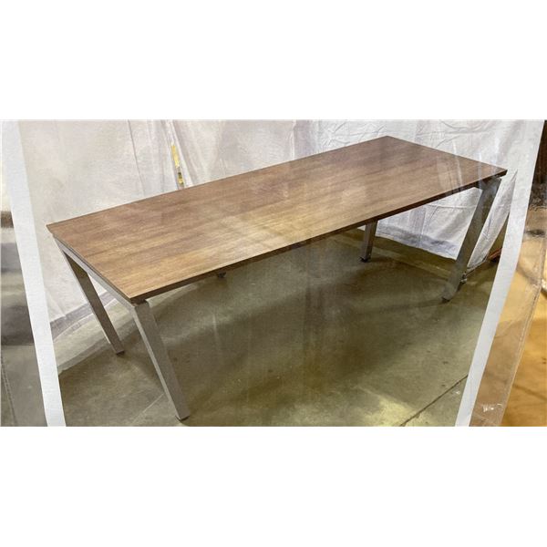 PAIR OF MATCHING WOOD TOP PACKING TABLES