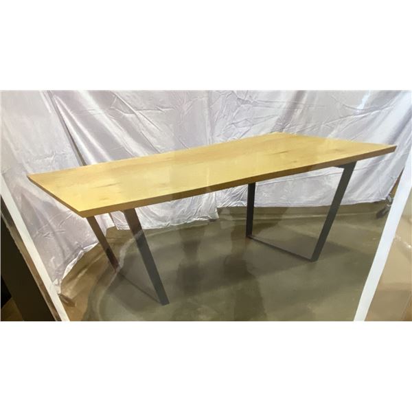 PAIR OF METAL BASE WOOD TOP DESKS