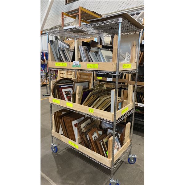 CONTENTS OF ENTIRE RACK- ASSORTED PICTURES/PICTURE FRAMES *RACK NOT INCLUDED*