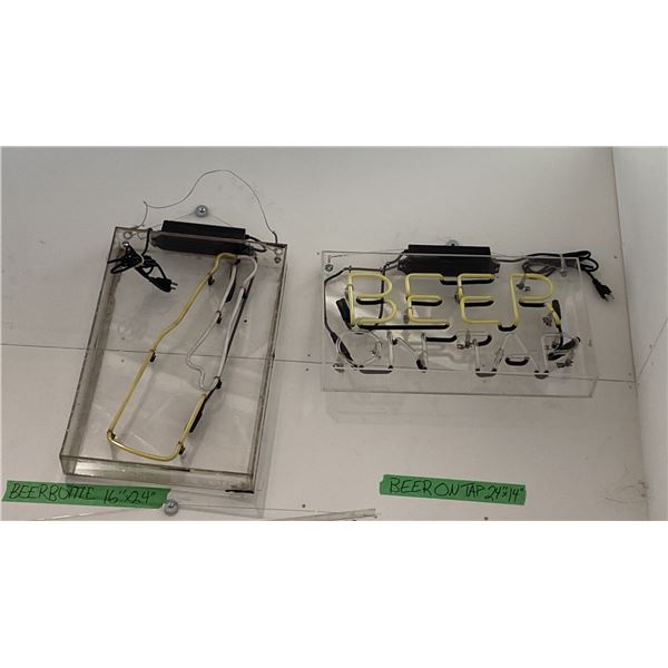 "BEER ON TAP" & BEER BOTTLE NEON SIGNS