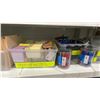 Image 6 : CONTENTS OF ENTIRE SHELVING UNIT- POSTAL BOXES, STAPLERS, CALCULATORS, GLUE, HOLE PUNCHES,