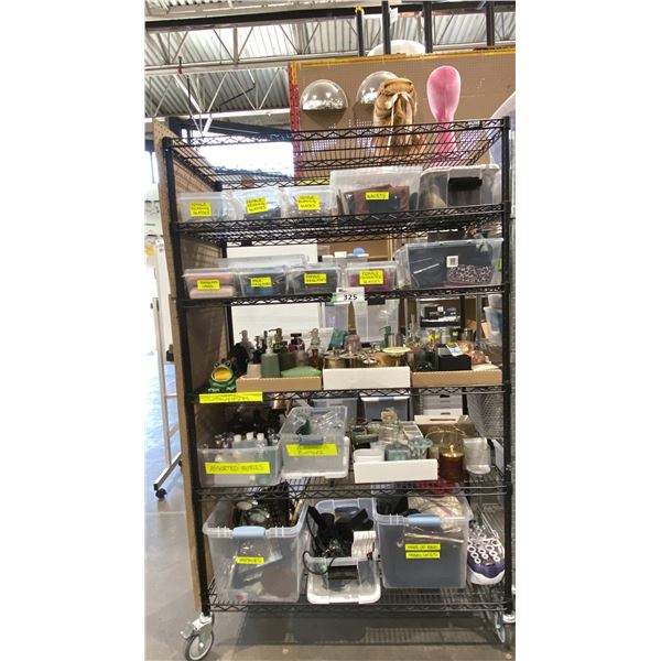 CONTENTS OF ENTIRE RACK- ASSORTED WALLETS, GLASSES, SUNGLASSES, MAKE UP BAGS, MIRRORS, SOAP