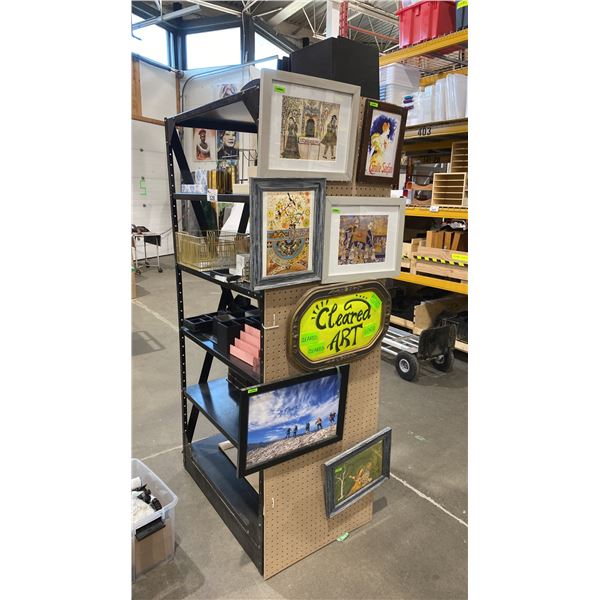 CONTENTS OF ENTIRE SHELVING UNIT- ASSORTED OFFICE ORGANIZERS & ARTWORK