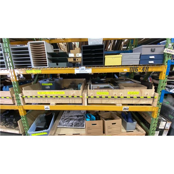 CONTENTS OF ENTIRE BAY- JOURNALS, DESK ORGANIZERS, NOTEBOOKS & MORE
