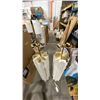 Image 2 : PAIR OF BRUSHED BRASS/WHITE FLOWER LAMP FLOOR LAMPS