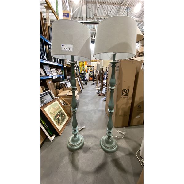 PAIR OF BLUE RUSTIC FLOOR LAMPS