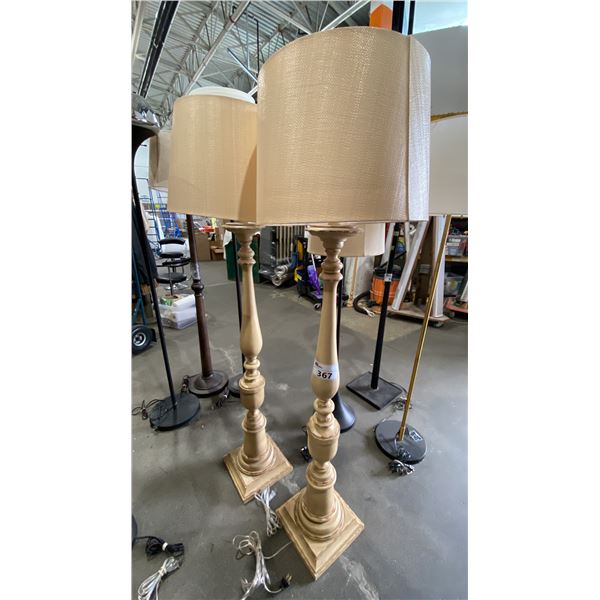 PAIR OF 2 WOODEN BASE FLOOR LAMPS