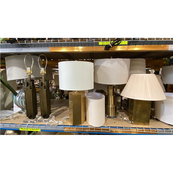 SHELF OF ASSORTED DECORATIVE TABLE LAMPS