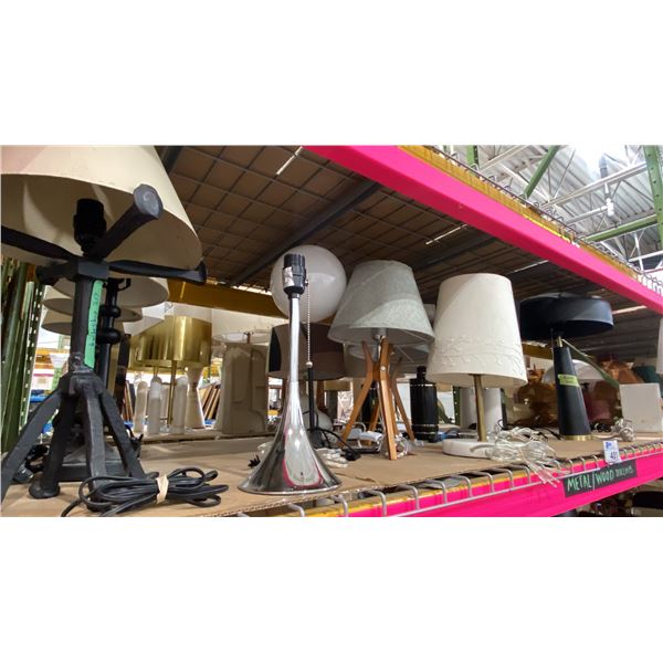SHELF OF TABLE LAMPS