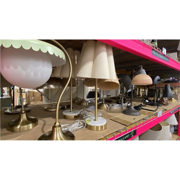 SHELF OF TABLE LAMPS