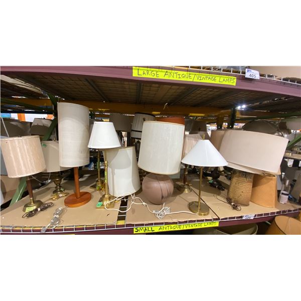 SHELF OF TABLE LAMPS