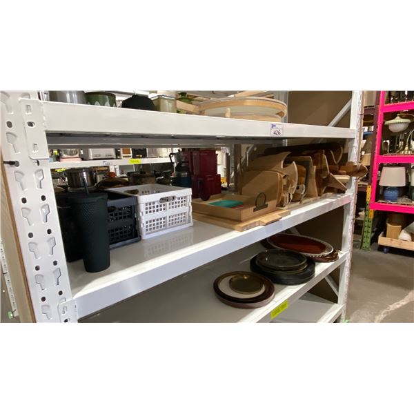 LARGE ASSORTMENT OF SERVING TRAYS AND CUTTING BOARDS