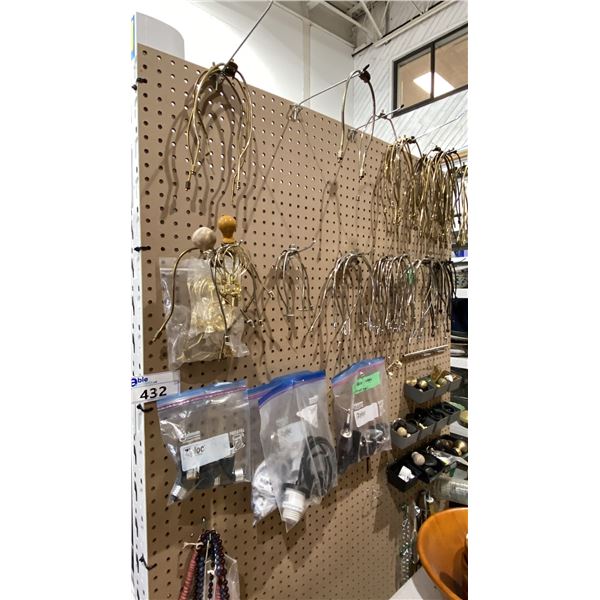 ASSORTED DRAWER PULLS, LAMP SHADE PIECES AND MORE