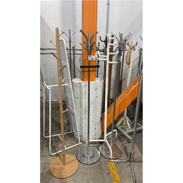 LARGE ASSORTMENT OF FREESTANDING COAT RACKS AND FULL LENGTH MIRROR