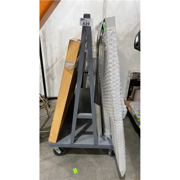 FRAMED CART WITH 2 CORKBOARDS