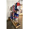 Image 1 : GARMENT RACK WITH ASSORTED FLAGS AND FLAG POLES