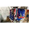 Image 3 : GARMENT RACK WITH ASSORTED FLAGS AND FLAG POLES