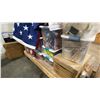 Image 5 : GARMENT RACK WITH ASSORTED FLAGS AND FLAG POLES