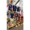 Image 6 : GARMENT RACK WITH ASSORTED FLAGS AND FLAG POLES
