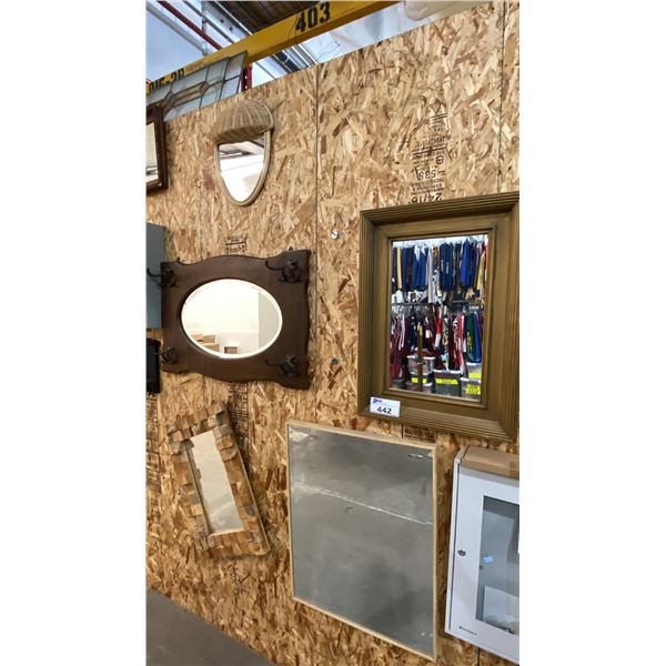 5 WALL HANGING MIRRORS AND WALL HANGING KEY HOOK