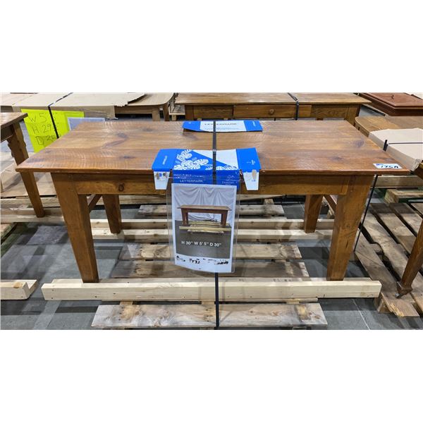 RUSTIC PINE PLANK TOP HARVEST TABLE