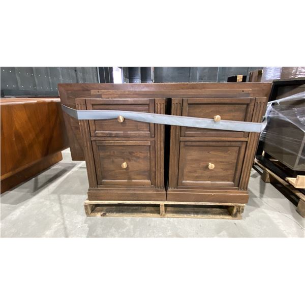 LARGE DARK WOOD 8 DRAWER DOUBLE PEDESTAL DESK