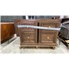 Image 1 : LARGE DARK WOOD 8 DRAWER DOUBLE PEDESTAL DESK