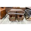 Image 3 : LARGE DARK WOOD 8 DRAWER DOUBLE PEDESTAL DESK