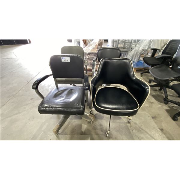GROUP OF 4 VINTAGE STYLE MOBILE OFFICE CHAIRS