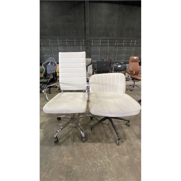 2 WHITE MOBILE OFFICE CHAIRS