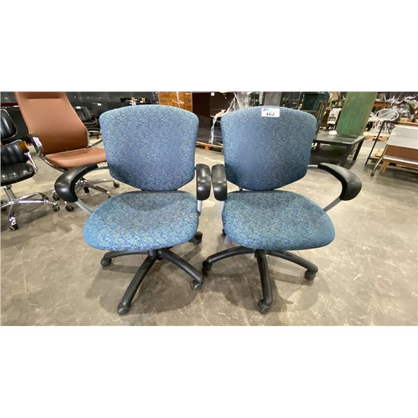 PAIR OF BLUE ADJUSTABLE OFFICE CHAIRS