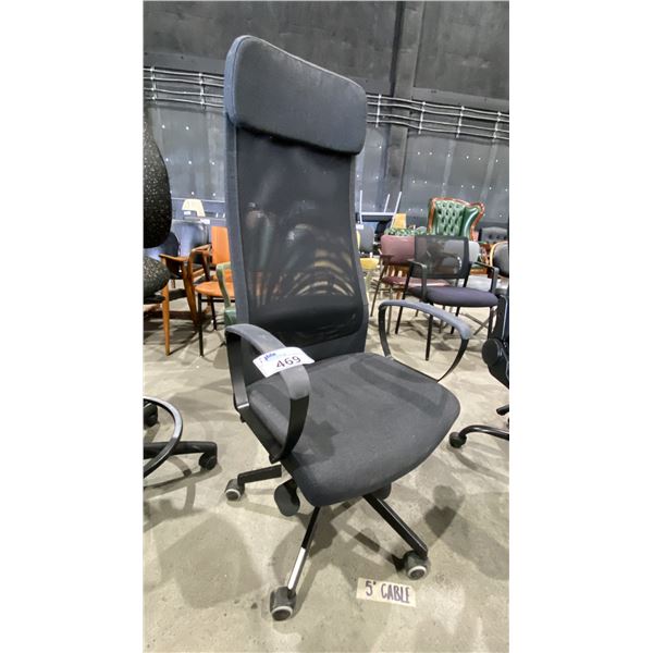 BLACK ADJUSTABLE MOBILE HIGH BACK OFFICE CHAIR