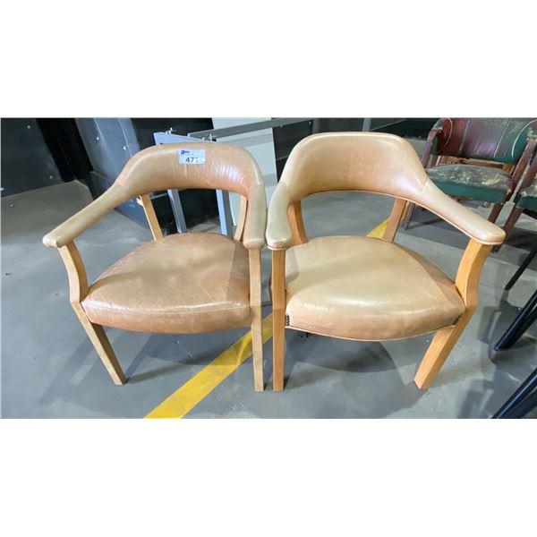 2 BEIGE PADDED ARMCHAIRS
