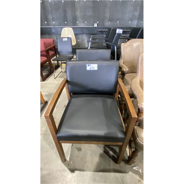 2 MATCHING WOOD AND LEATHER CLIENT CHAIRS