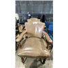 Image 1 : 2 MATCHING LEATHER AND WOOD ARM CHAIRS
