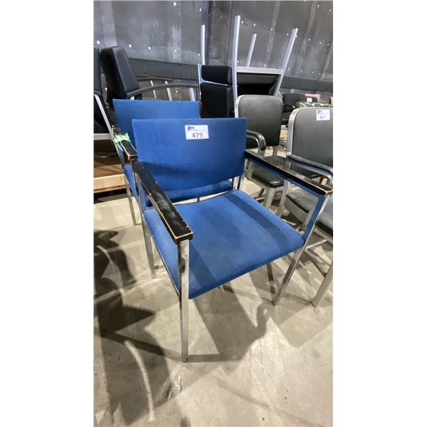 2 MATCHING FABRIC AND METAL CLIENT CHAIRS