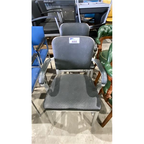 2 MATCHING LEATHER AND METAL CLIENT CHAIRS